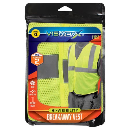 VISWERX Hi-Vis Breakaway Vest - ANSI CL2 XL 127-22014